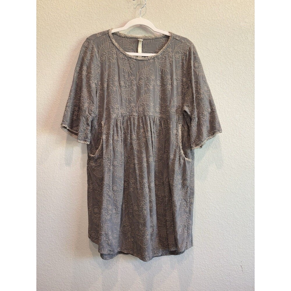 Uncle Frank Gray Embroidered Knee Length Dress Women’s Large